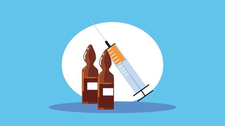 vials and syringe pharmacy drugs animation