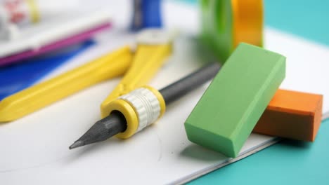 school supplies on a desk