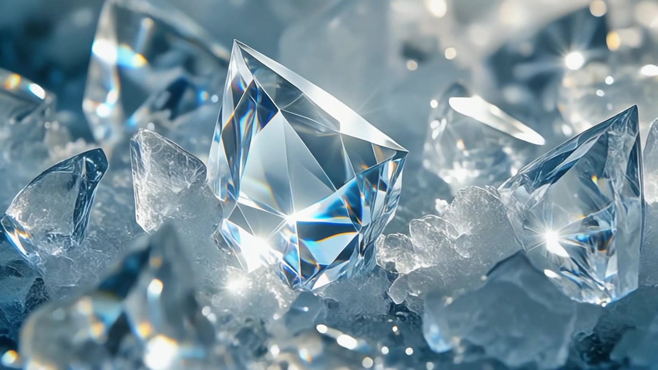 Diamanti Scintillanti Adagiati su un Letto di Ghiaccio Tritato
