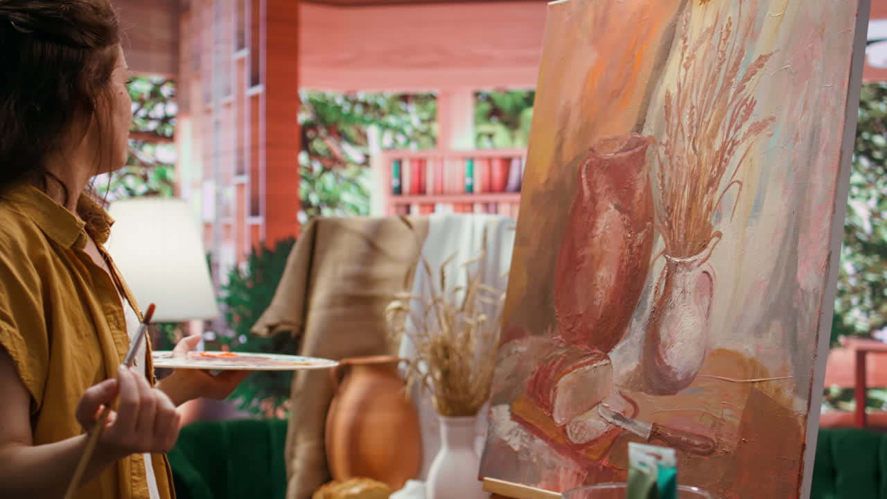 Artist Painting Still Life in Studio