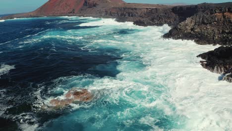 drone shot of the wild coast of lanzarote