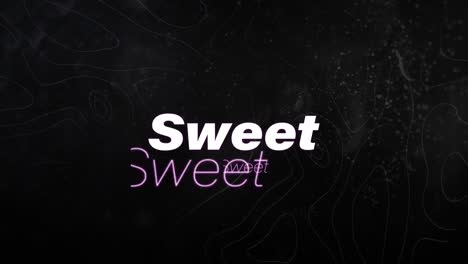 animation of the word sweet in white, and green outline, moving on black background