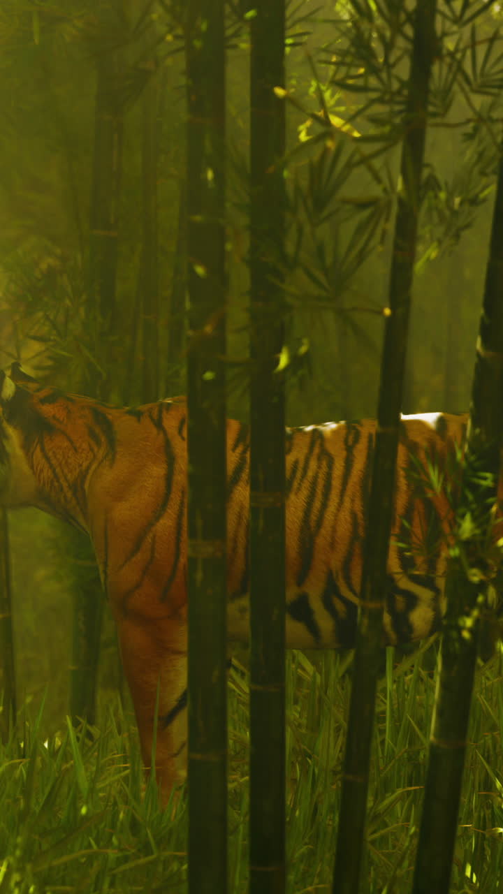 un tigre en un bosque de bambú