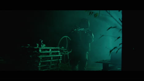 mysterious figure in a foggy night