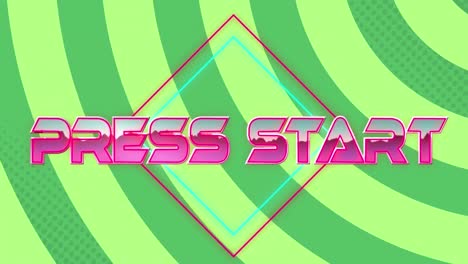 animation of press start text over shapes