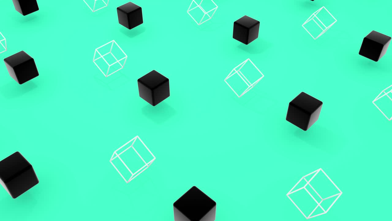 다양한 3d 큐브 색상 모양의 세트, 4k 애니메이션 루핑 영상.