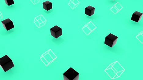 conjunto de diferentes formas de colores de cubos 3d. imágenes de bucle de animación 4k.