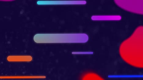 animación de formas de cápsulas coloridas que se mueven horizontalmente sobre manchas de lava rojas sobre fondo negro