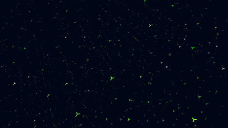 cielo nocturno estrellado fondo oscuro con puntos verdes deslumbrantes