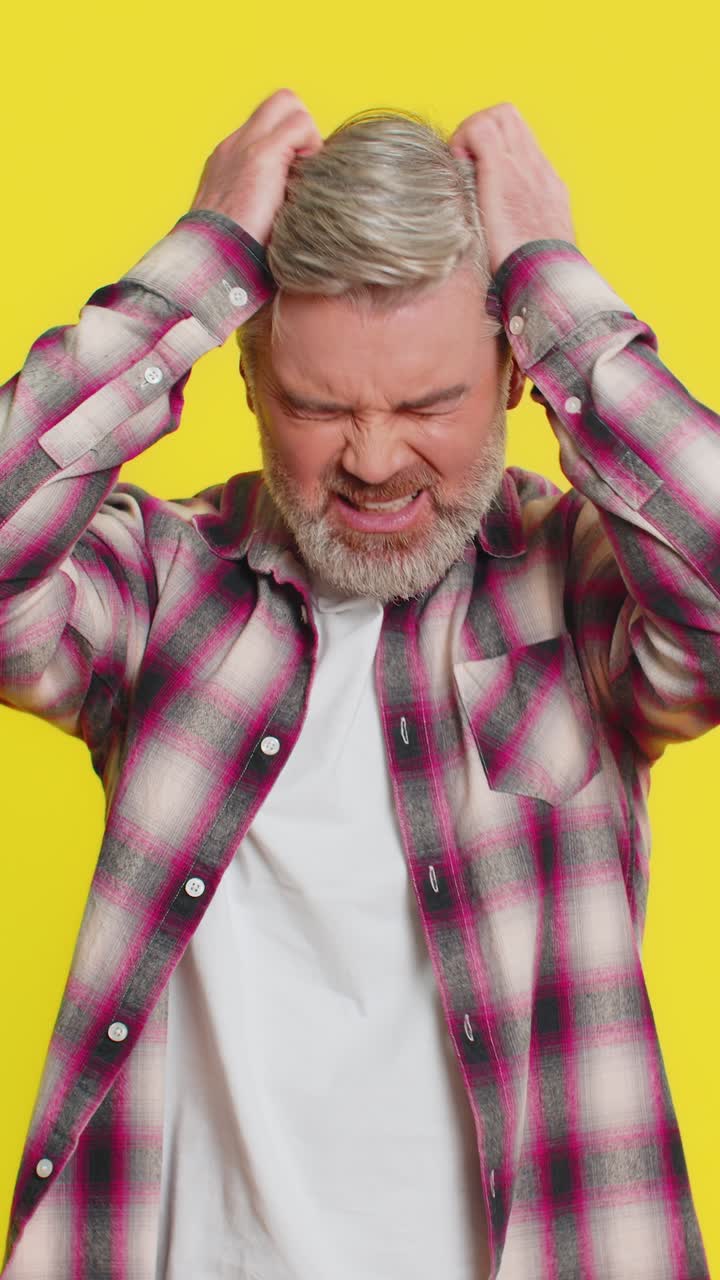 Mature man deep despair stress quarrel hopelessness meltdown intense frustration emotional breakdown