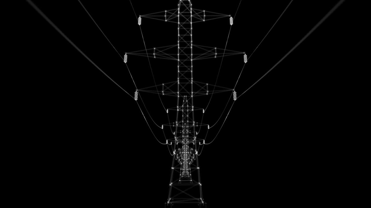 High voltage electric towers Hologram. Energy and Technology Concept
