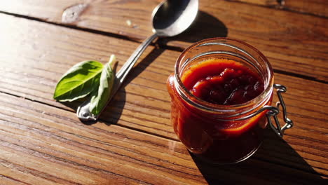 delicious homemade tomato sauce in a glass jar