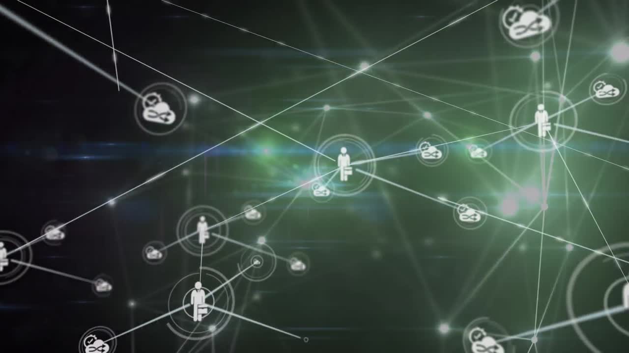 animación de la red de conexiones sobre fondo negro