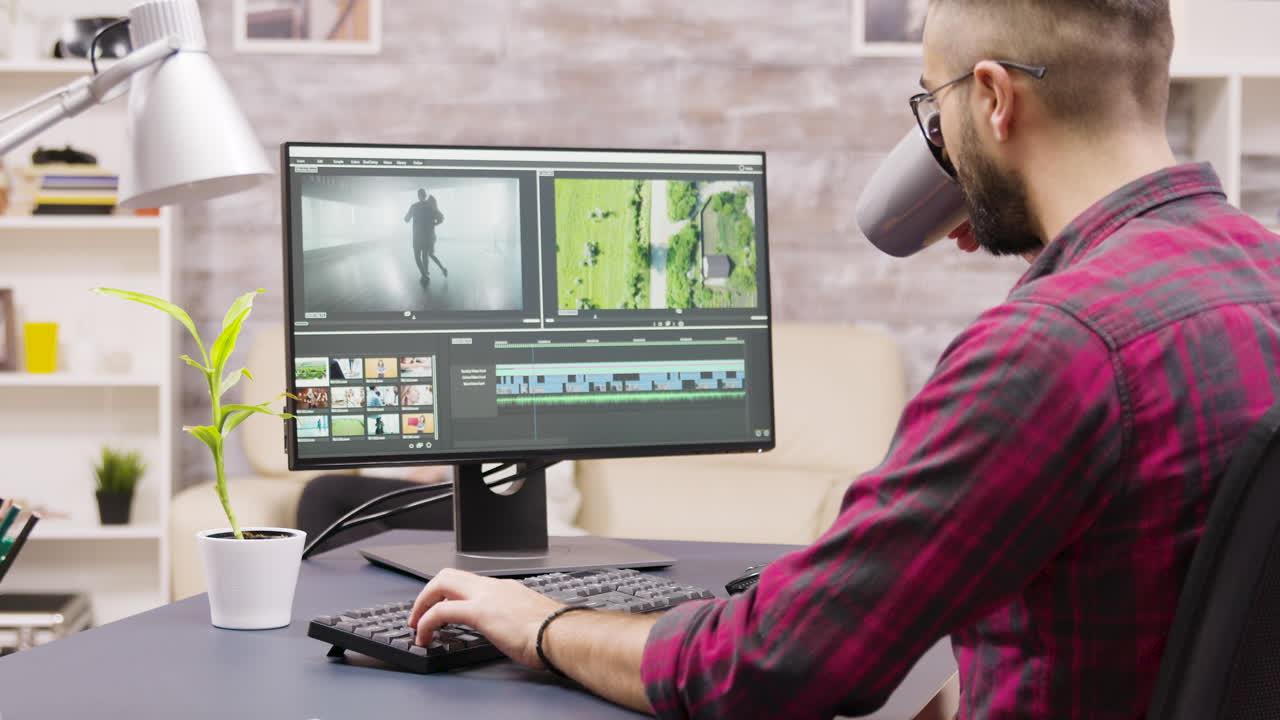 A man doing video editing