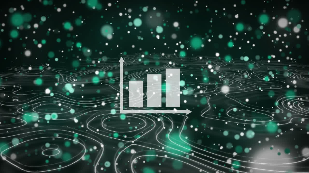 Animation of network of connecitons, statistics processing and bokeh on green background