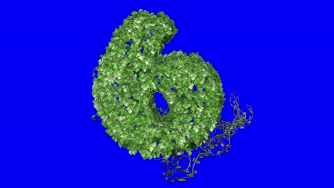 3D-leaves-forming-number-6-with-wind-effect-on-blue-screen-3D-animation