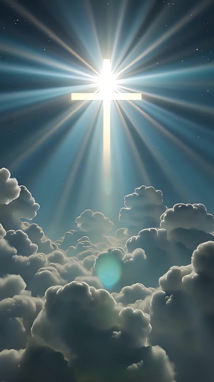Sfondo per Adorazione 4K: Croce Cristiana e Luce Celeste