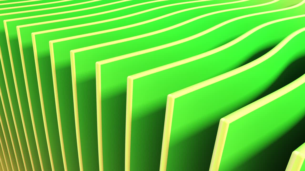 Abstract color plane waves 3d shapes set of different color animation. 4k looping footage.