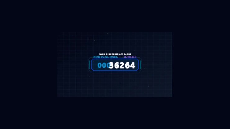 Digital Performance Score Counter Increasing on Futuristic HUD Interface