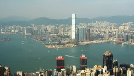 beautiful view of west kowloon from victoria peak