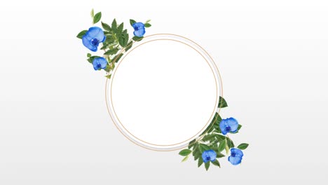 marco de fotos para el espacio de copia con flores azules decorativas