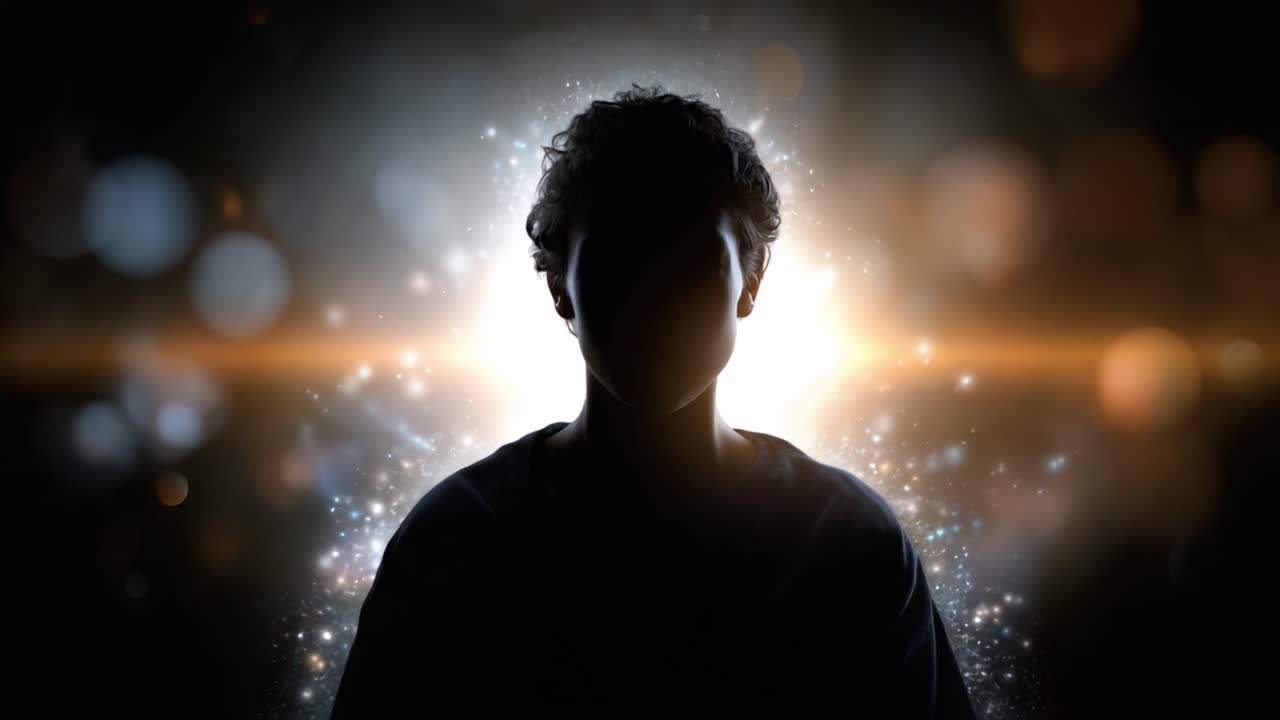 A silhouetted figure stands against a vibrant cosmic background, capturing the essence of mystery and the allure of the universe in a stunning visual representation