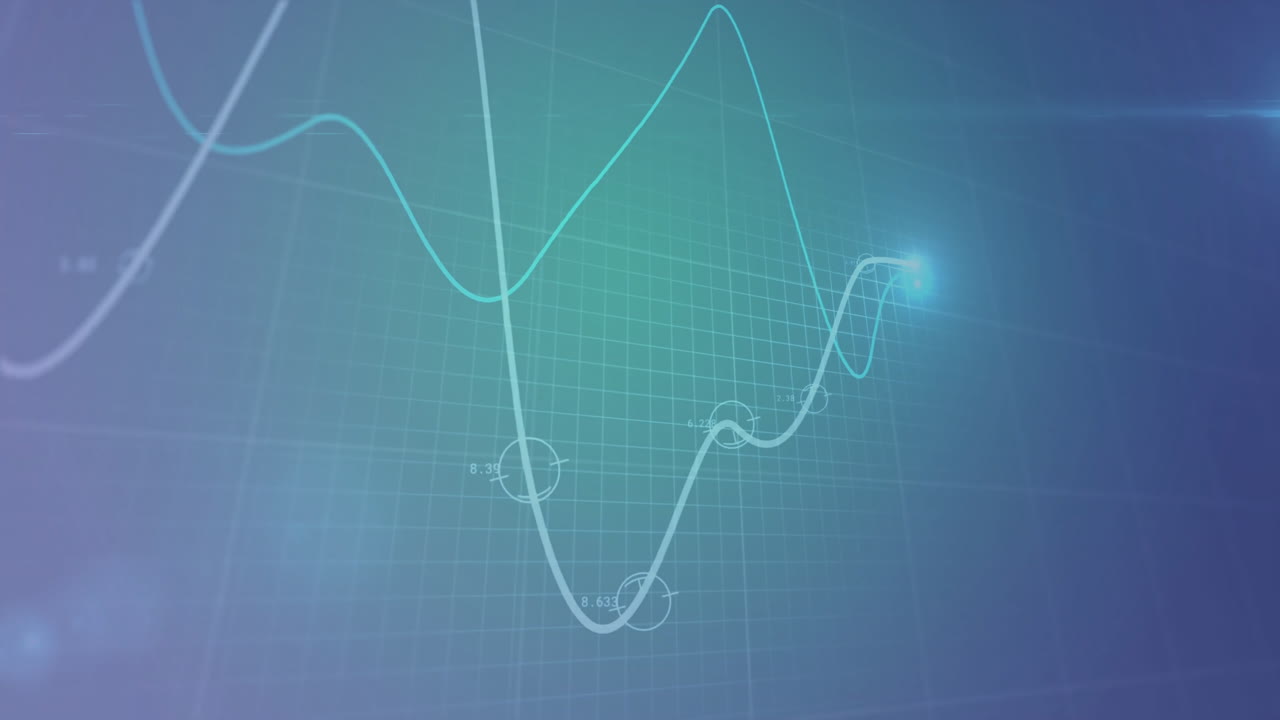 animación del procesamiento de datos financieros sobre un fondo oscuro