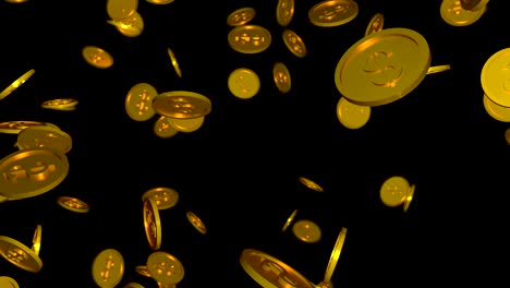 animación de monedas de dólar que caen con el canal alfa