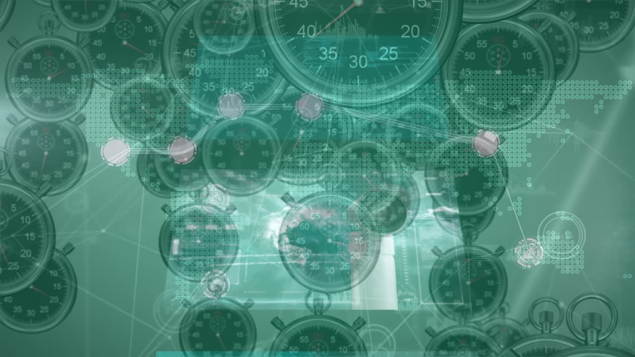 플로팅 시계 위의 화면에서 데이터 처리의 애니메이션