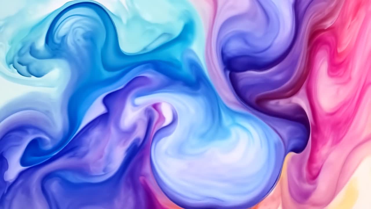 Des nuages abstraits à l’aquarelle aux teintes pastel créent une atmosphère onirique et éthérée.