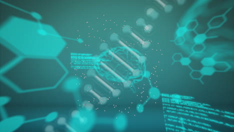 animating brain and molecular structures over scientific data processing in lab