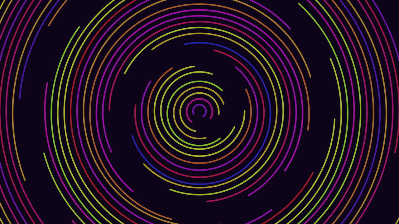 ilusión colorida y patrón de círculos de vórtice en degradado negro