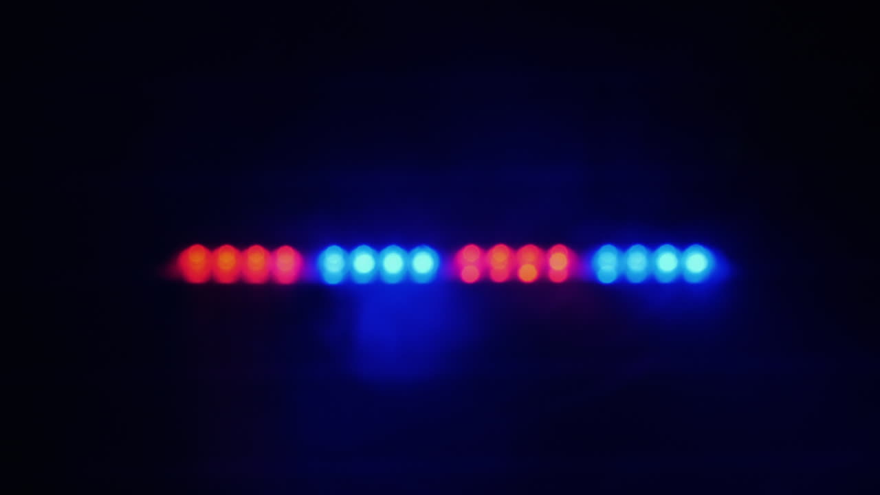Blurred lights flashing on a police car