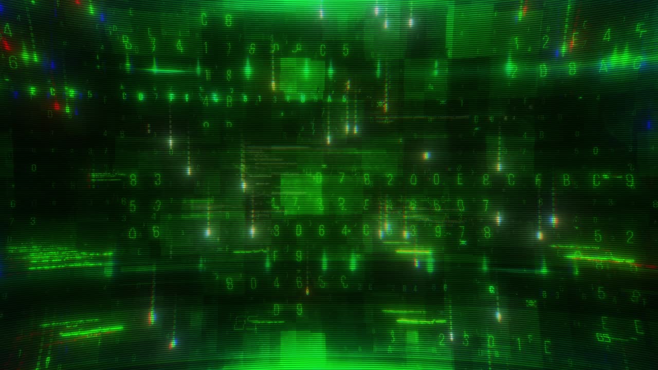 Digital Green Mosaic Abstract Information Technology Screen Background Loop