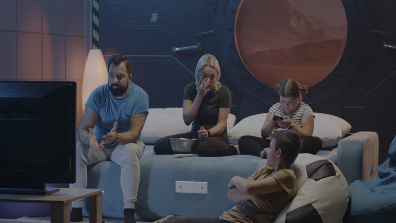 Family Movie Night in a Futuristic Home