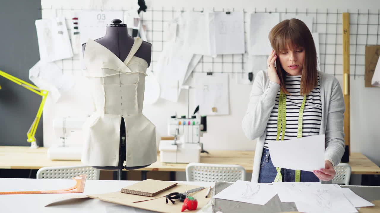 스튜디오에서 일하는 패션 디자이너