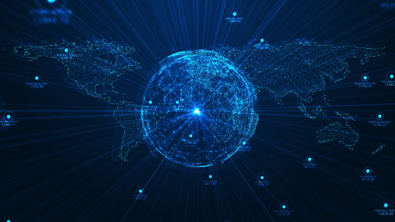 Digital holographic dot world map hud dot world map earth globe hologram futuristic planet earth