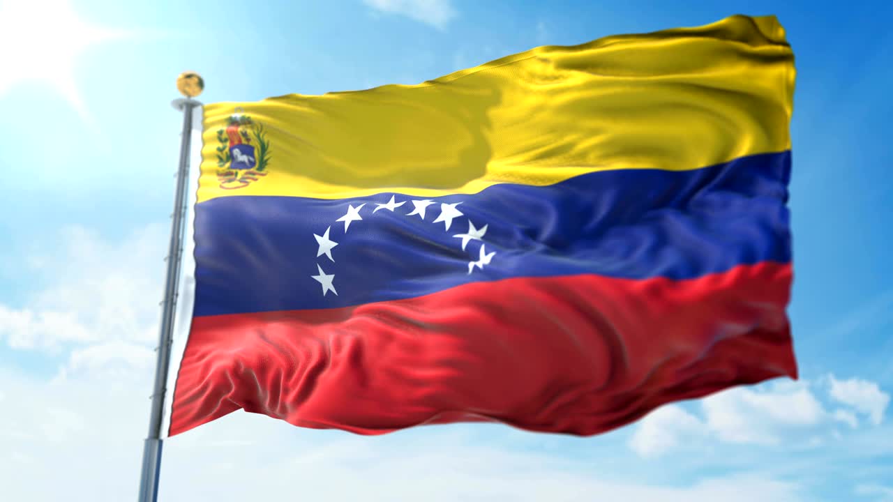 베네수엘라 발과 국호가 매이지 않는 루프 3d 렌더링 비디오 아름다운 섬유 천 루프 흔들기
