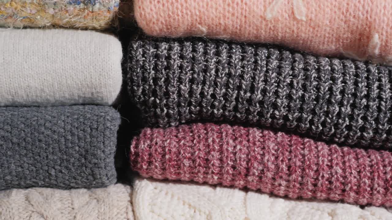 Neatly folded winter clothes