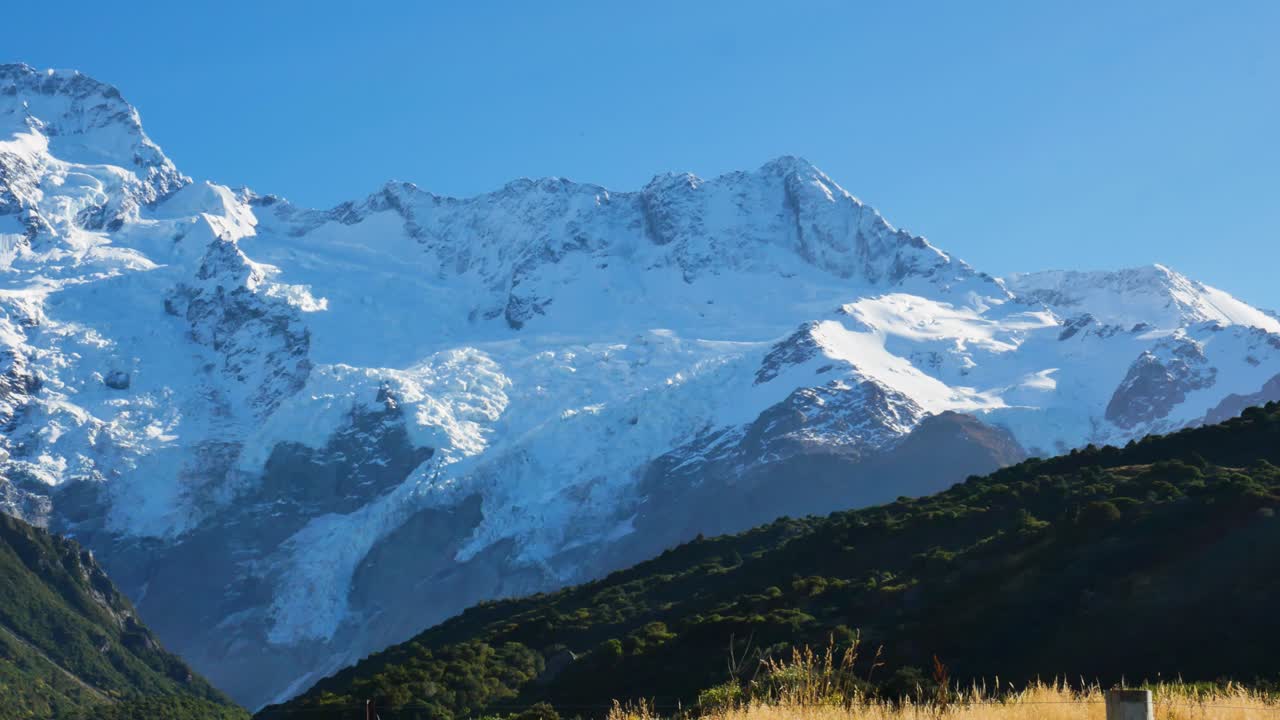 glacier covered mountains in New Zealand's Mt Cook National Park