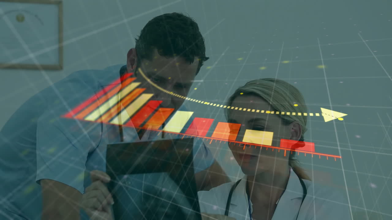 animación de las estadísticas y el procesamiento de datos sobre diversos médicos