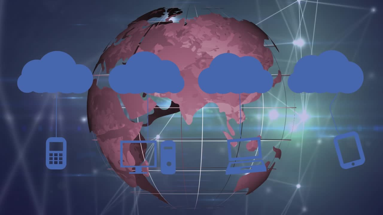 This video shows a rotating globe with connecting lines on a black background