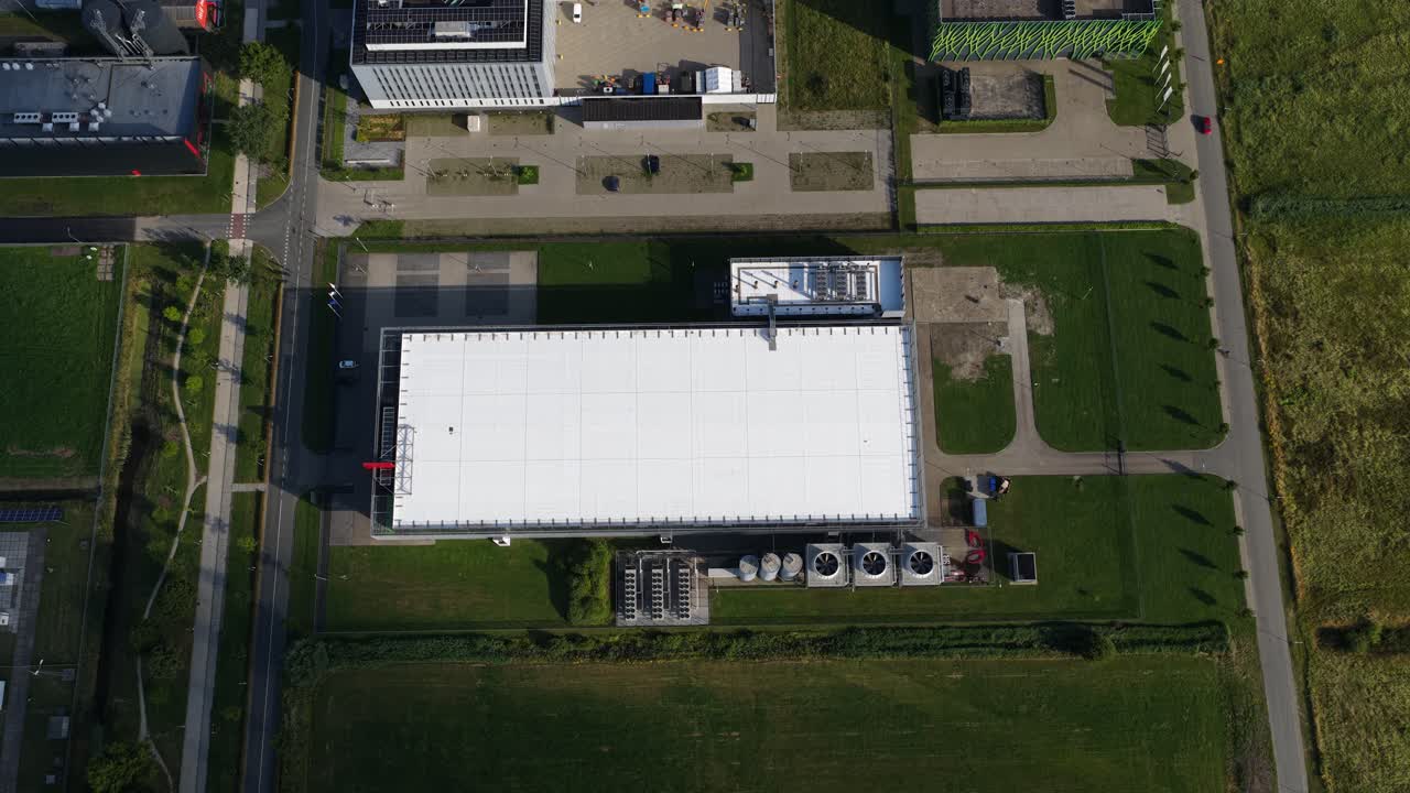 Aerial or detail view of a data center in Groningen, The Netherlands. Enterprise IT, cloud services, infrastructure, AI, and colocation