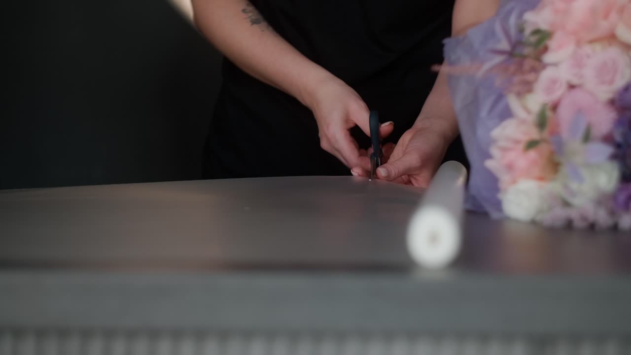 Florist Wrapping Flowers