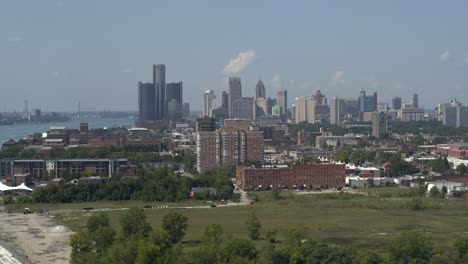 4k panning aerial view of detroit-1