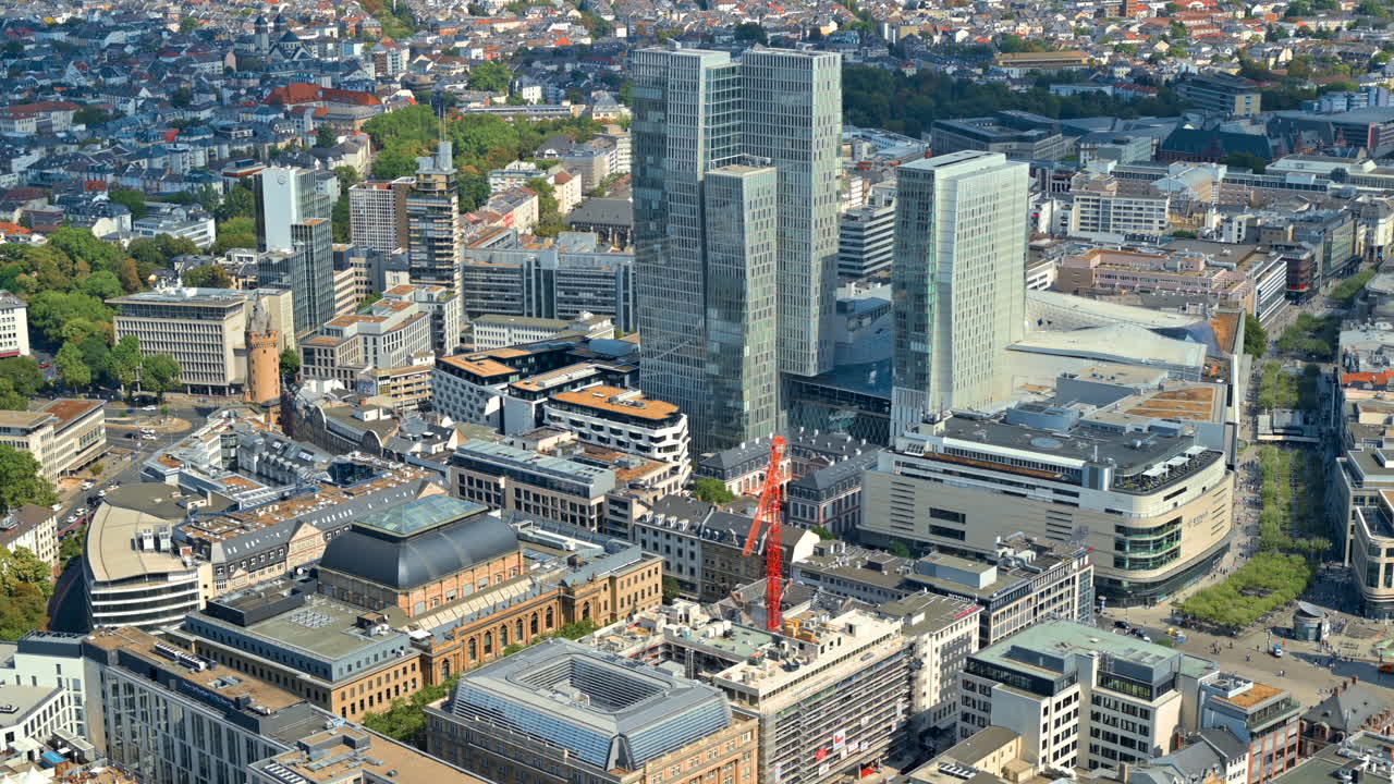 Luftfoto af PalaisQuartier GmbH and Co.KG i det centrale byområde i Frankfurt am Main, Tyskland