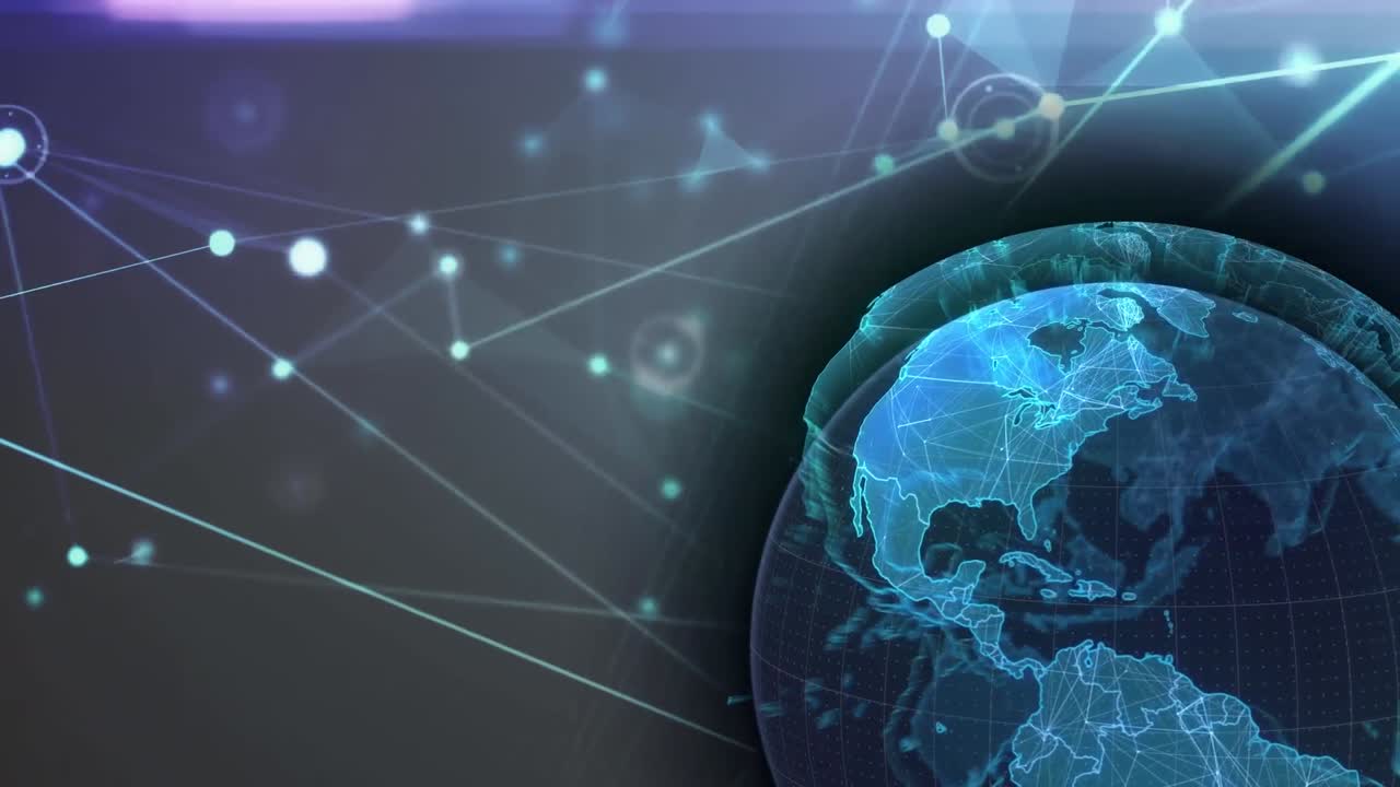 animación del globo sobre una red de conexiones sobre un fondo negro