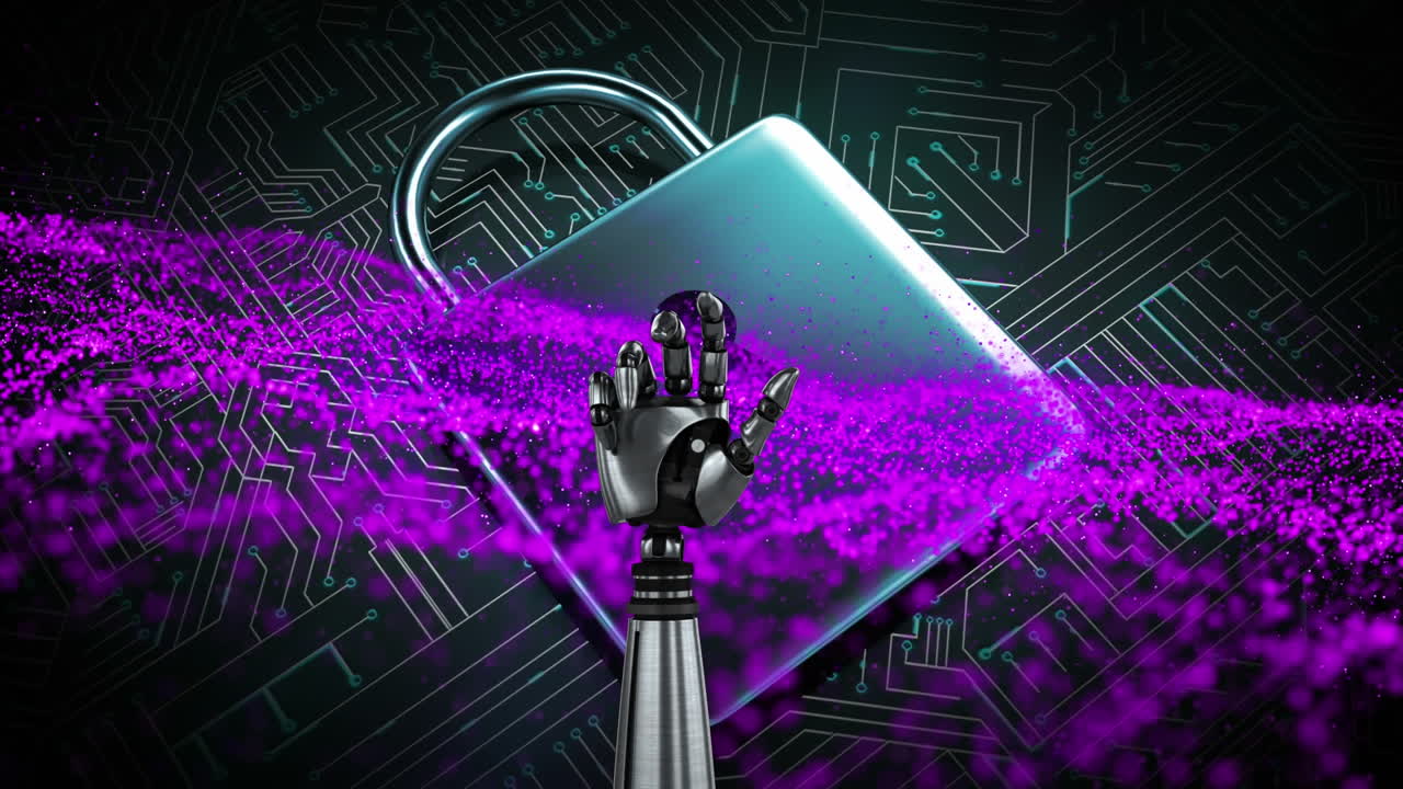 animación del brazo robótico sobre el candado y procesamiento de datos