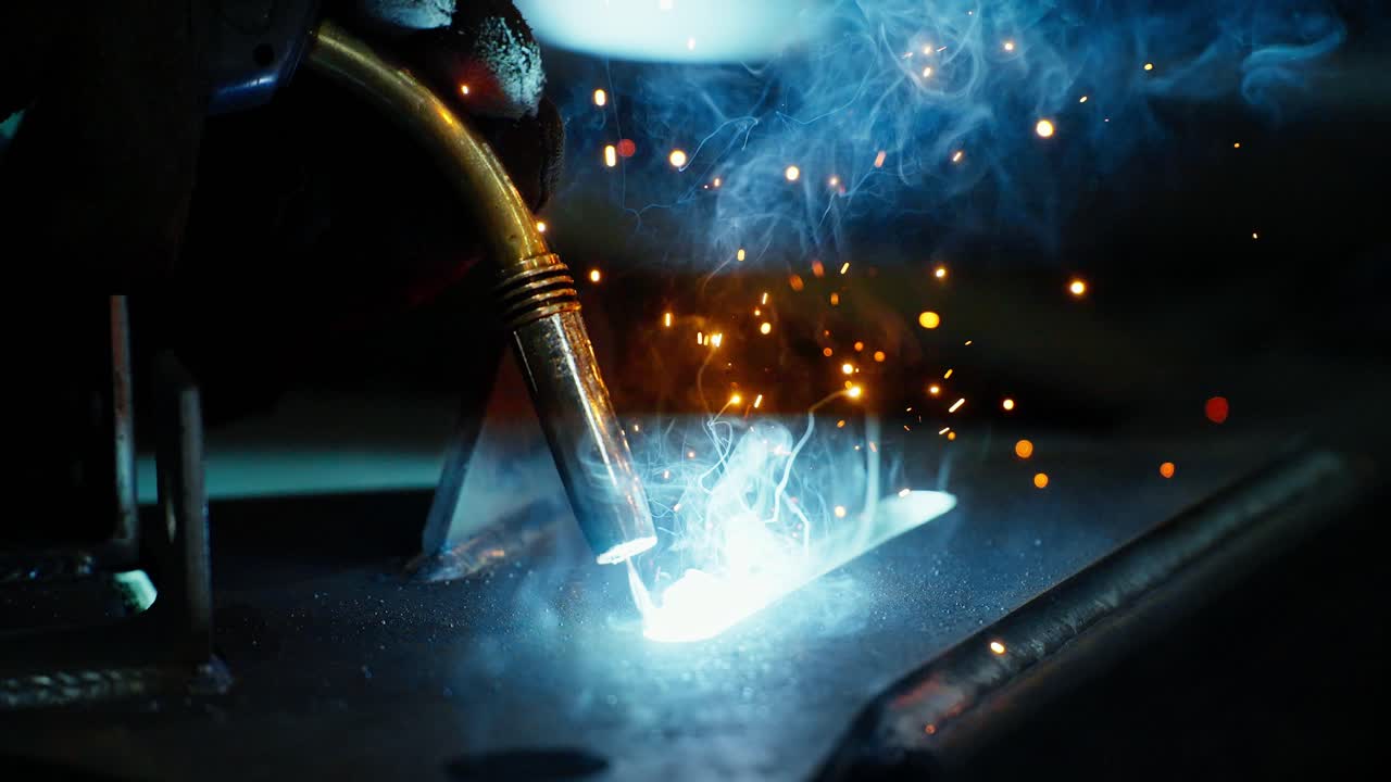 Welding sparks and metalwork