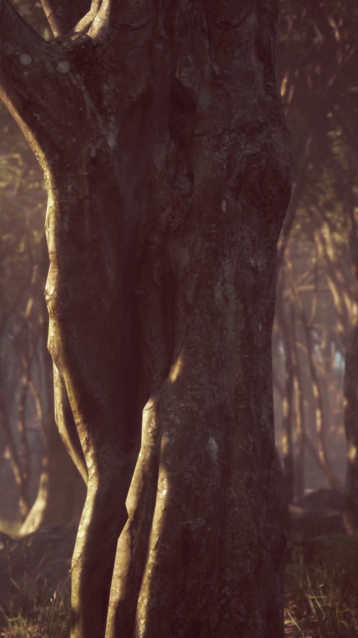 숲 속 의 나무 줄기 의 클로즈업